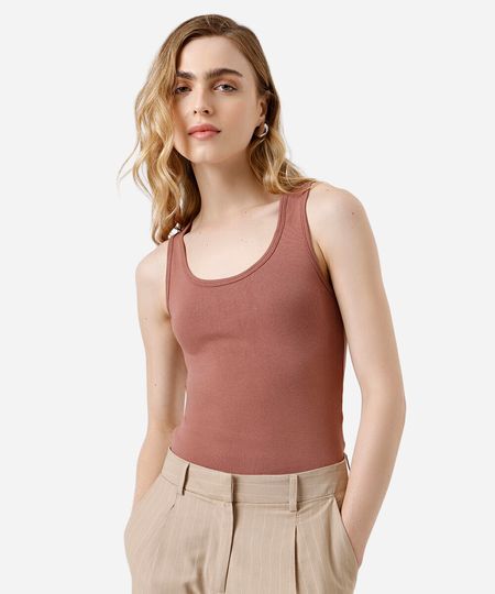 regata básica feminina de algodão decote redondo rosa PP regata básica feminina de algodão decote redondo rosa PP