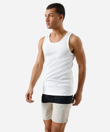 short masculino de poliamida com recorte bicolor bege G