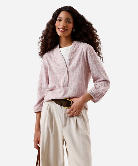 bata algodao manga longa botoes vista listrada colorido PP bata algodao manga longa botoes vista listrada colorido PP