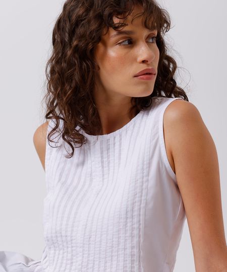 blusa feminina decote redondo com pregas mindset branca P blusa feminina decote redondo com pregas mindset branca P