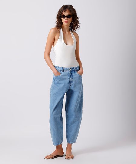 calça balloon feminina jeans mindset azul 38 calça balloon feminina jeans mindset azul 38