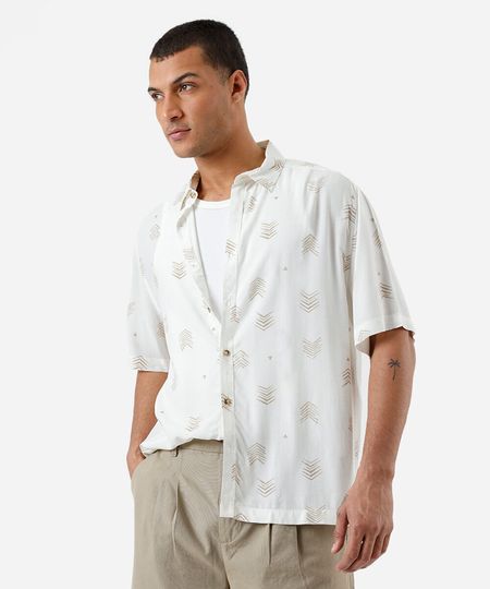 camisa masculina de viscose manga curta étnica colorida P camisa masculina de viscose manga curta étnica colorida P