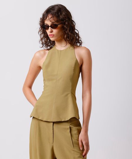 blusa feminina frente única com recorte mindset verde PP blusa feminina frente única com recorte mindset verde PP