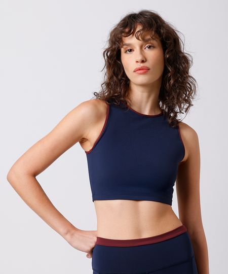 top feminino com recorte mindset sport azul P