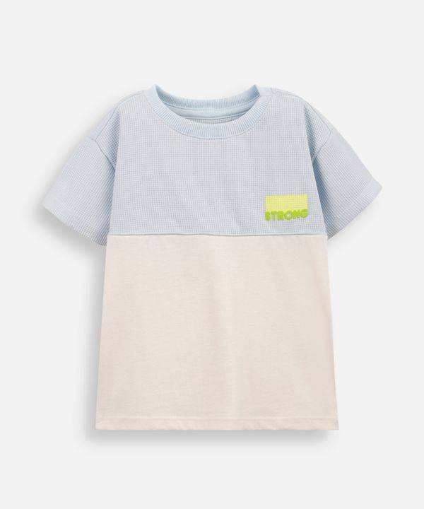 camiseta infantil manga curta com recorte azul 1