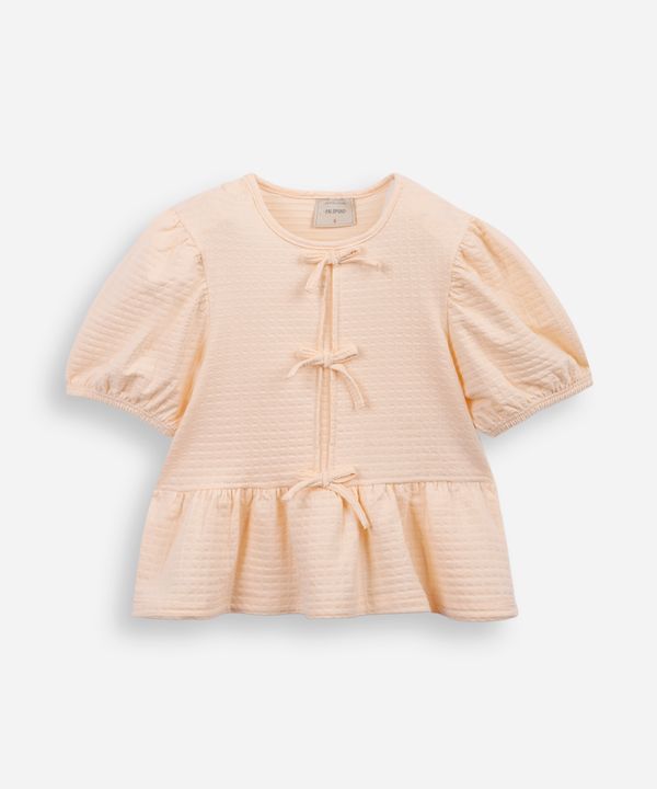 blusa de algodão infantil com lacinho texturizada laranja 10