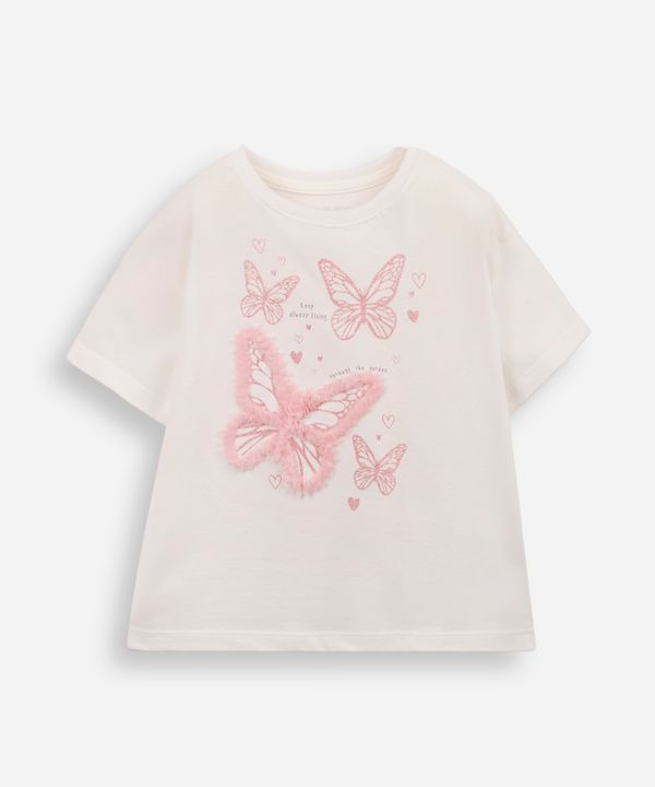 blusa infantil de algodão borboletas com glitter off white 4