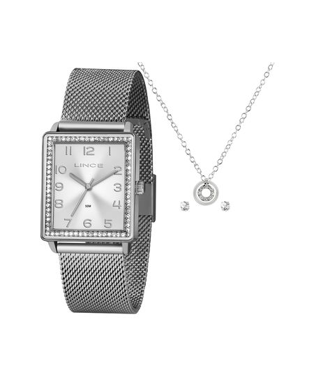 kit relógio feminino lince analógico lqm4665lka9os2sx prateado UNICO kit relógio feminino lince analógico lqm4665lka9os2sx prateado UNICO