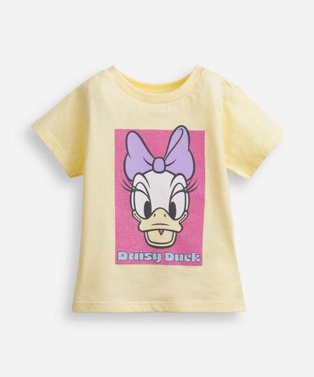 camiseta infantil de algodão margarida com glitter amarela 1 camiseta infantil de algodão margarida com glitter amarela 1