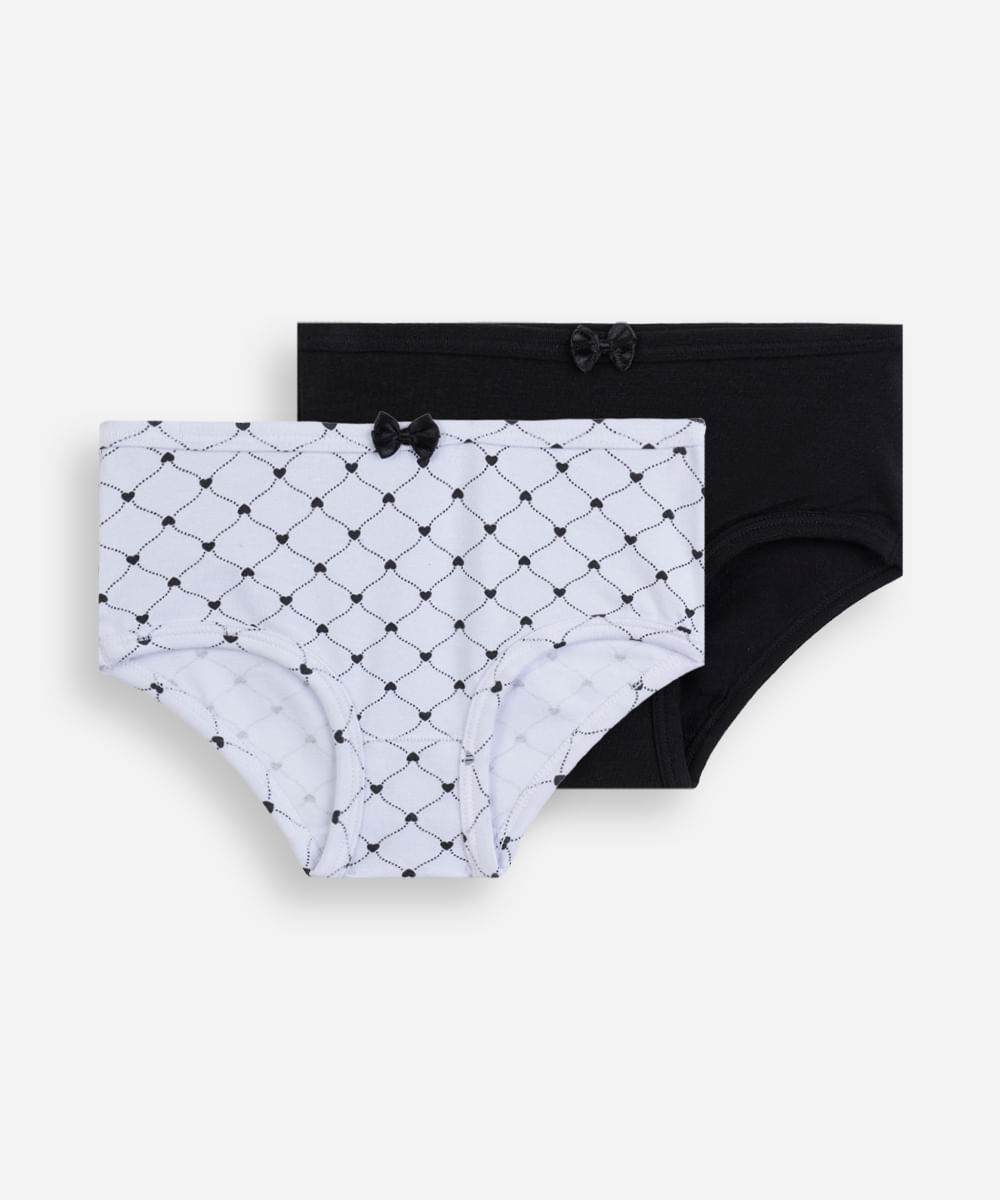 kit de 2 calcinhas infantis de algodão estampadas lupo colorido