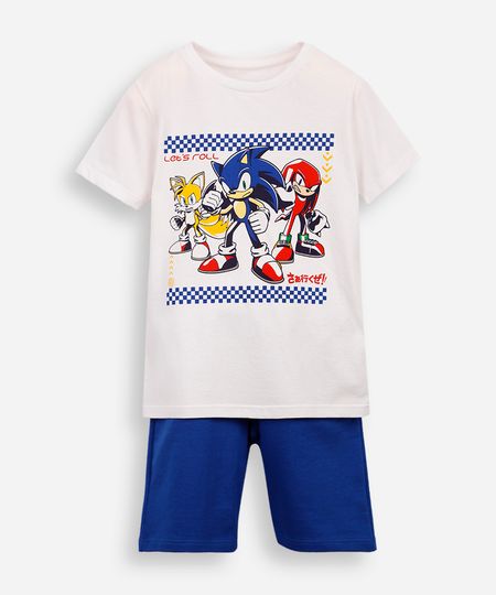 conjunto curto infantil de algodão sonic off white 10 conjunto curto infantil de algodão sonic off white 10