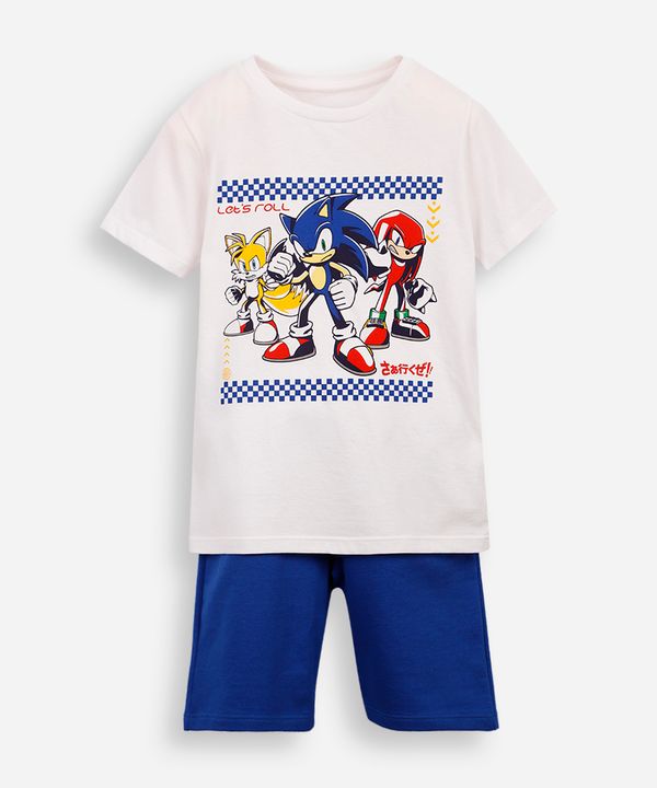 conjunto curto infantil de algodão sonic off white 8