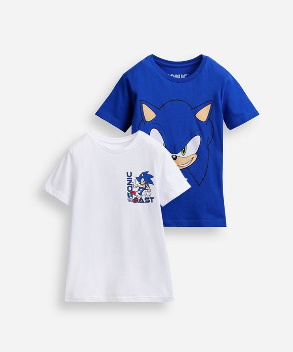 kit de 2 camisetas infantis de algodão sonic colorido 4