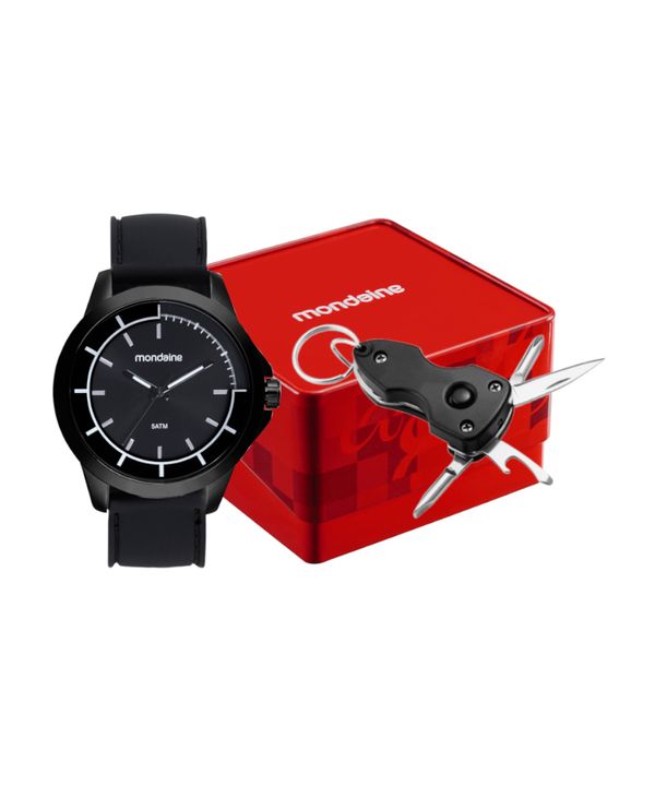 kit relógio masculino analógico mondaine 99685gpmvpi1kc preto UNICO