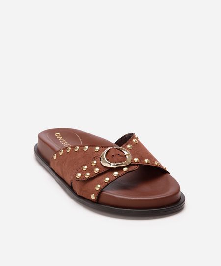 papete flatform feminina com tachas oneself marrom 34