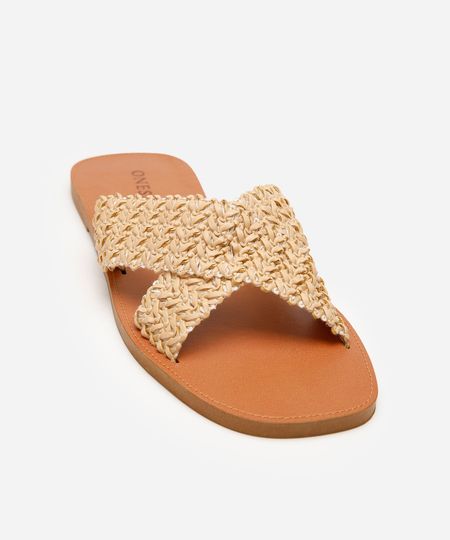 rasteirinha tiras texturizadas oneself bege 34