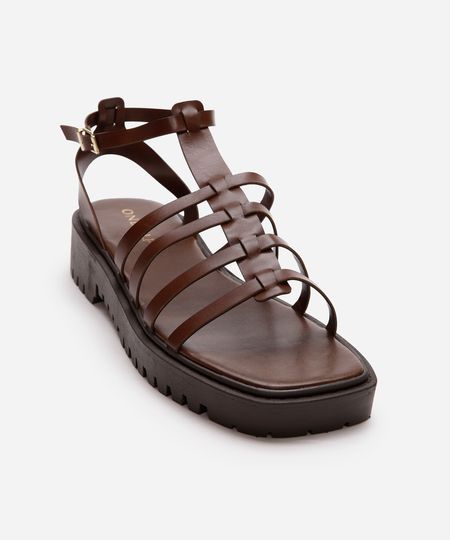 sandália gladiadora tratorada oneself marrom 36 sandália gladiadora tratorada oneself marrom 36