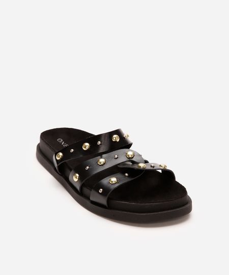 rasteirinha flatform com tachas oneself preta 36 rasteirinha flatform com tachas oneself preta 36
