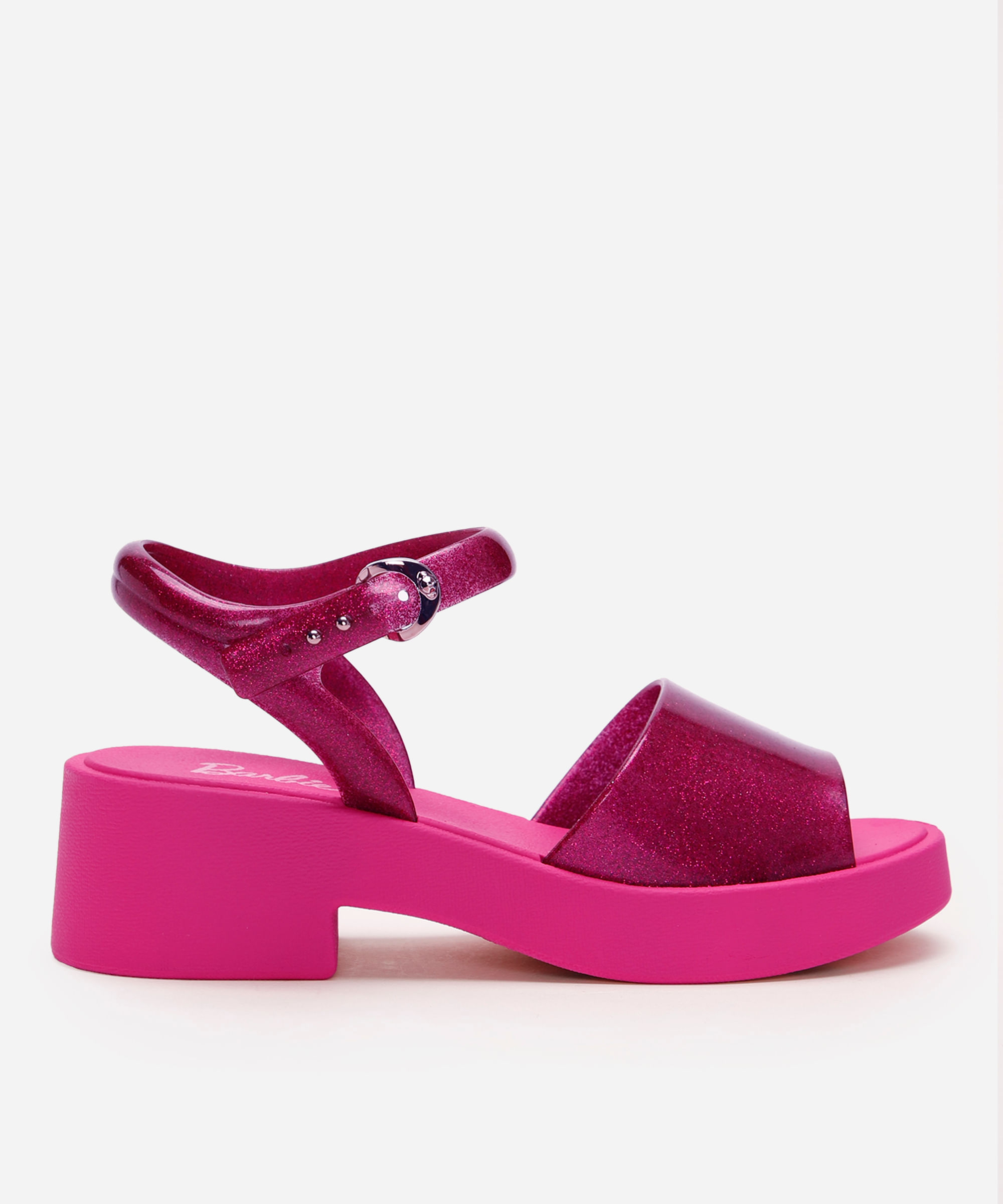 sandália infantil barbie com salto rosa