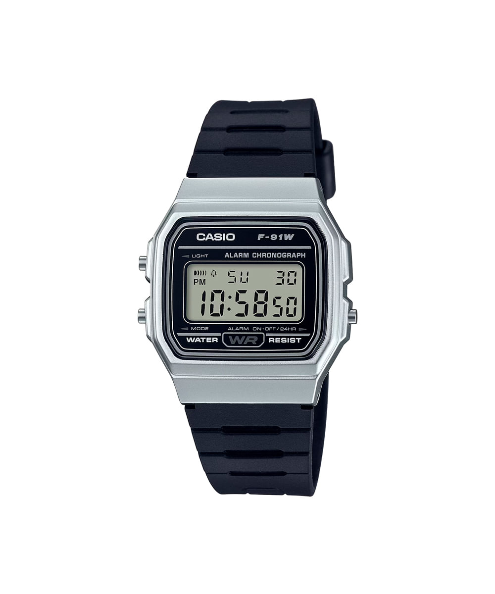 relógio masculino casio digital f 91wm 7adf prateado