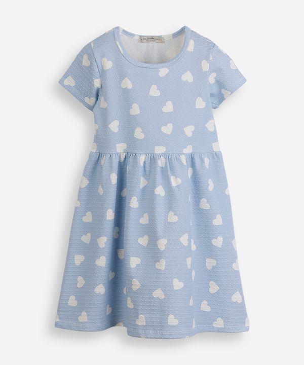 vestido infantil malha corações texturizado azul 4
