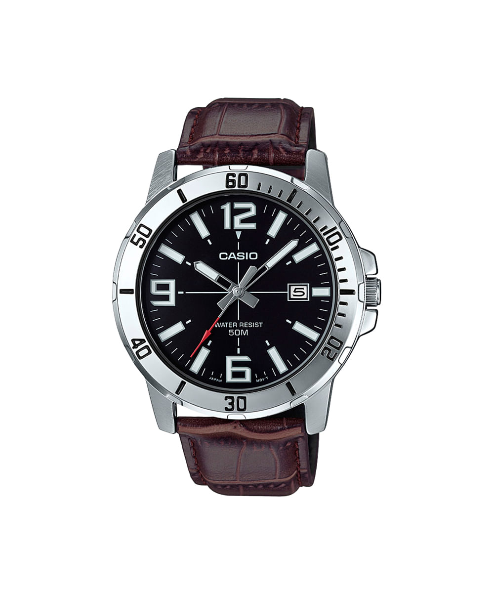 relógio masculino casio analógico calendário mtp vd01l 1bvudf prateado