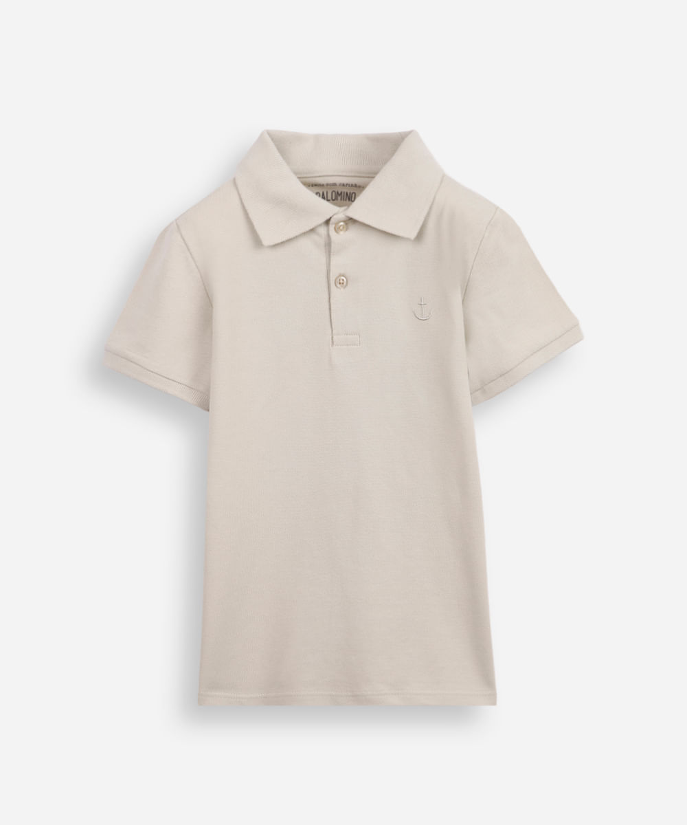 polo de algodão infantil âncora bege