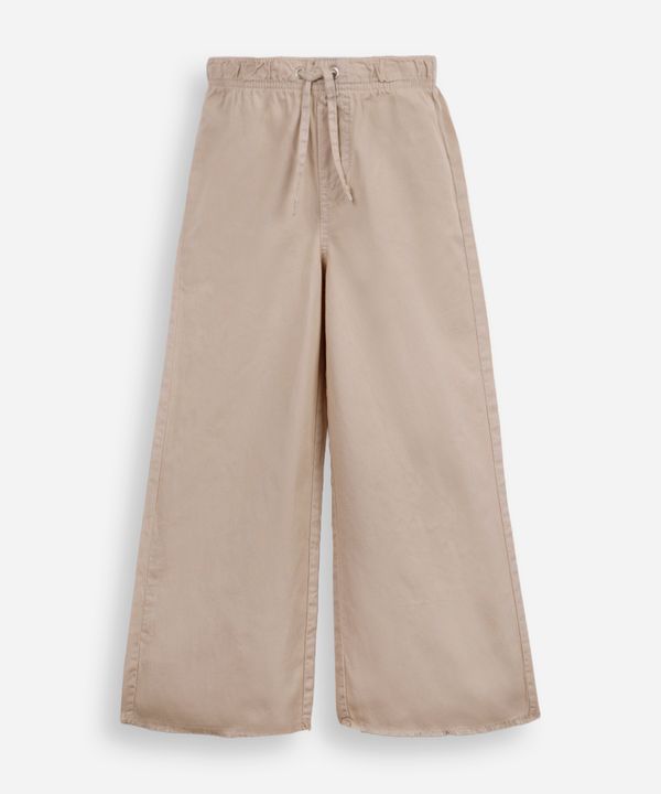 calça infantil wide leg cós elástico bege 2