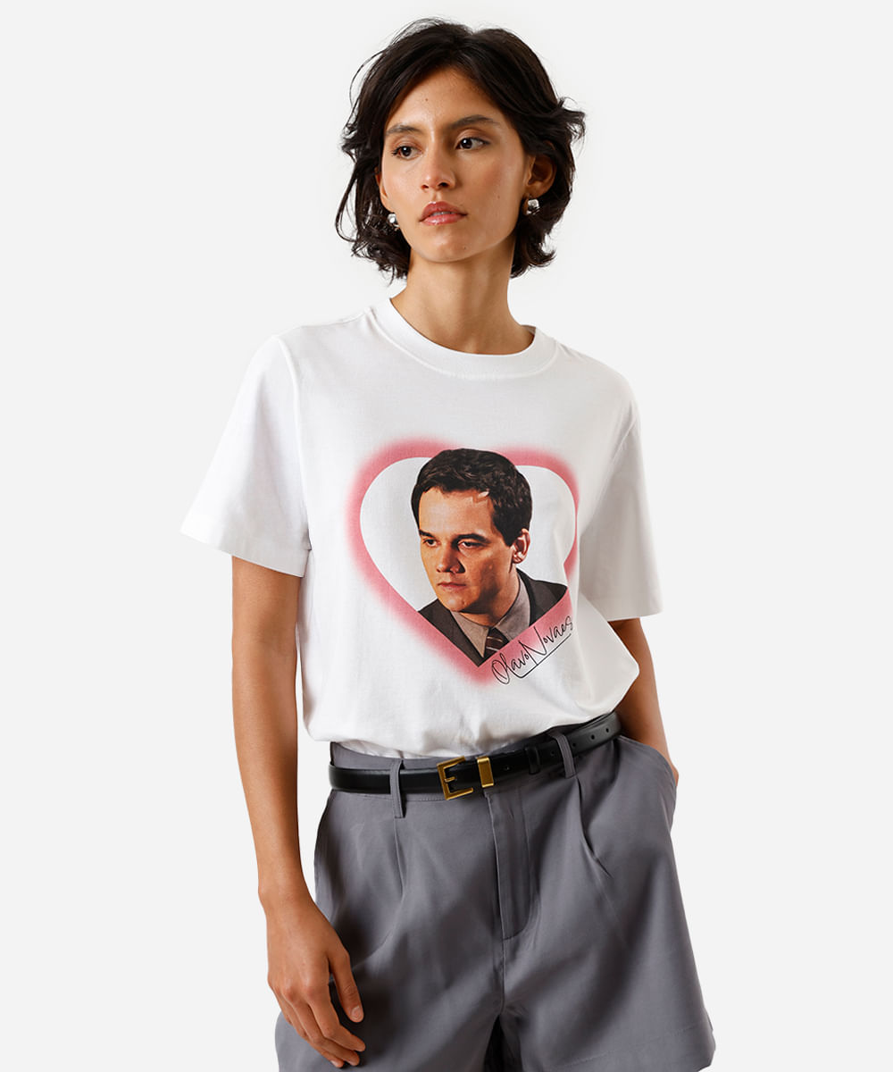 camiseta feminina de algodão olavo novaes paraíso tropical off white