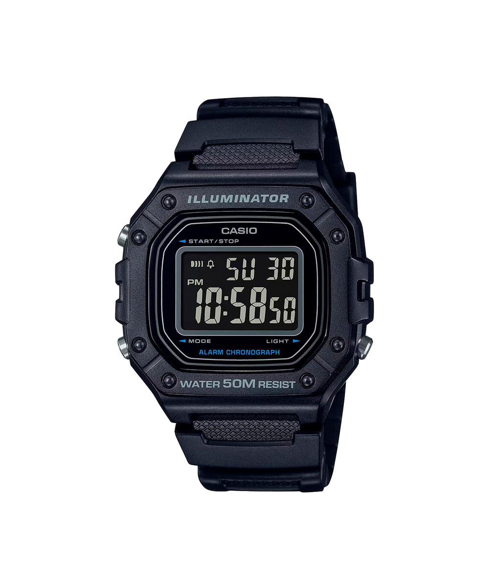 relógio masculino casio digital w 218h 1bvdf preto