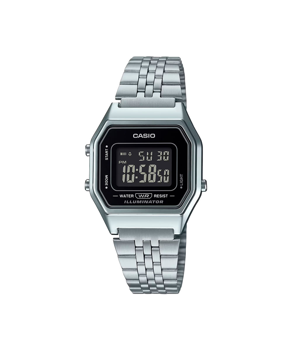 relógio feminino casio digital la680wa 1bdf prateado