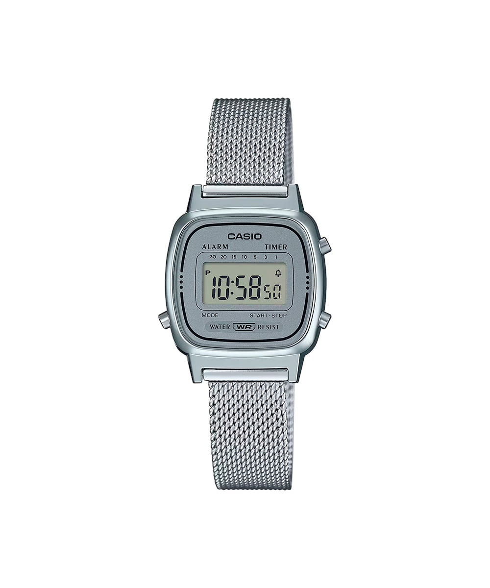relógio feminino casio digital la670wem 7df prateado