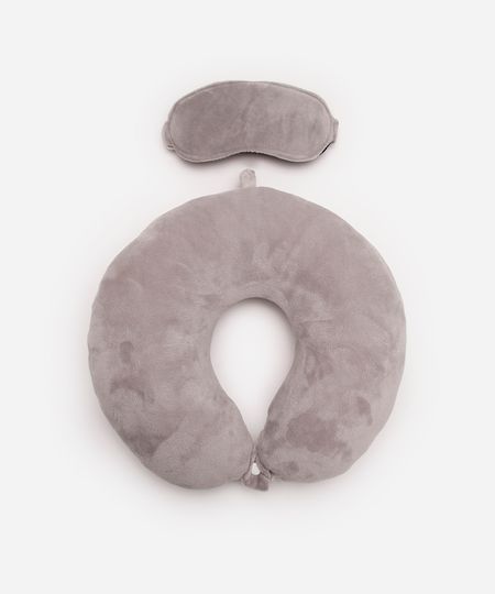 apoio de pescoço com máscara de dormir cinza UNICO apoio de pescoço com máscara de dormir cinza UNICO