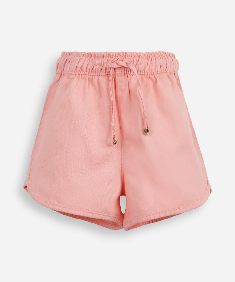 short runner infantil de algodão cós elástico - rosê