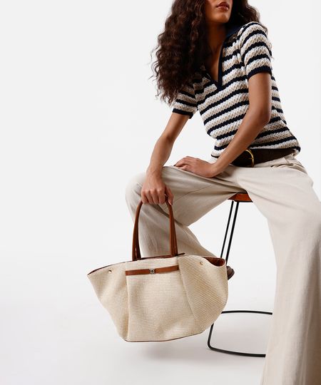 bolsa shopper estruturada texturizada bege UNICO bolsa shopper estruturada texturizada bege UNICO