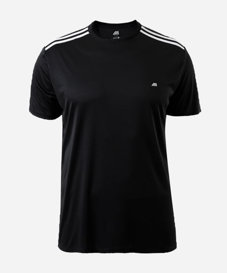 camiseta masculina esportiva ace com listras plus size preta GG1
