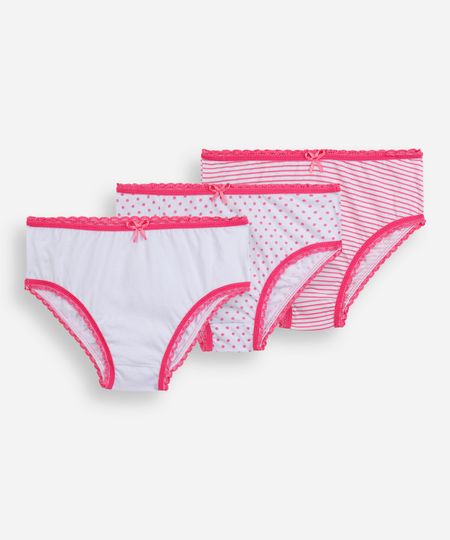 kit de 3 calcinhas infantis de algodão estampadas lupo rosa M kit de 3 calcinhas infantis de algodão estampadas lupo rosa M