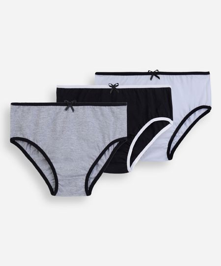 kit de 3 calcinhas infantis de algodão lupo preto M kit de 3 calcinhas infantis de algodão lupo preto M