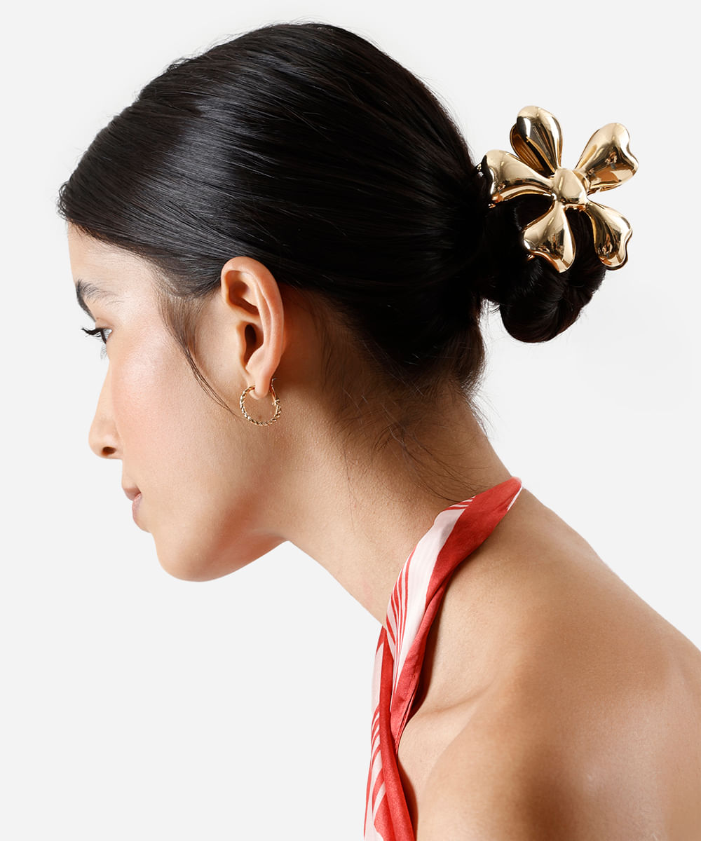 presilha de cabelo flor dourada presilha de cabelo flor dourada