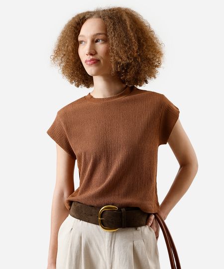 blusa muscle tee feminina texturizada marrom P