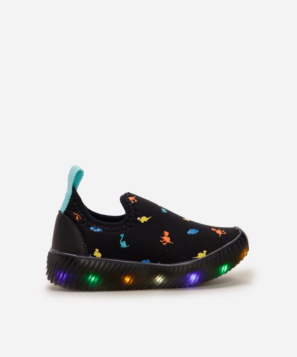 tênis infantil dino com luz calce fácil preto 25