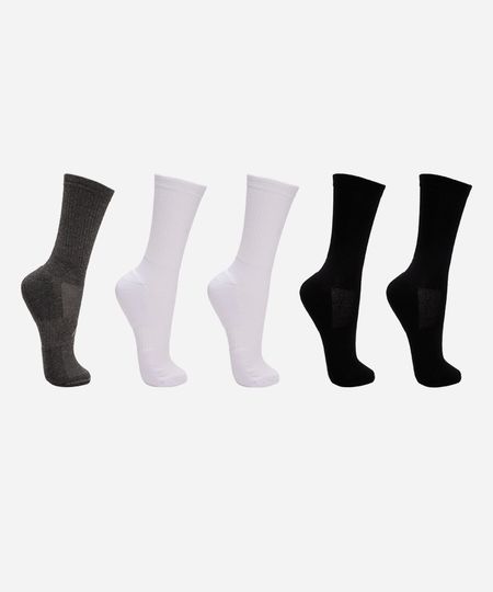 kit de 5 meias cano longo esportivas ace caneladas colorido 39-43