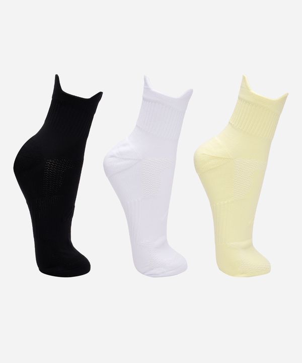 kit de 3 meias masculinas cano médio esportiva colorido 39-43