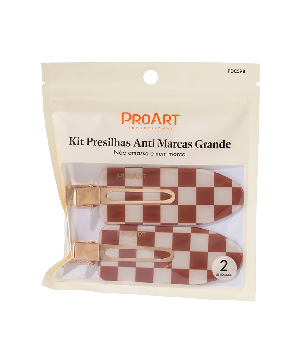 kit de presilhas proart para cabelo anti marcas grande marrom