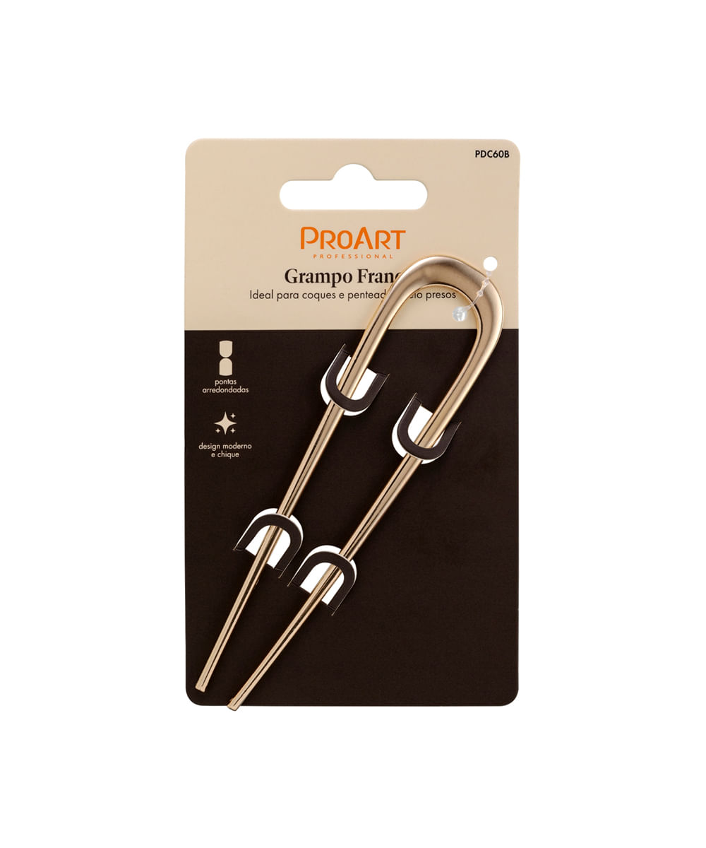 grampo para cabelo proart francês dourado