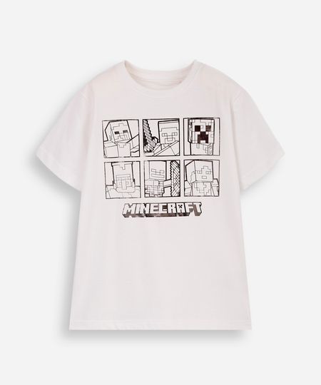 camiseta infantil minecraft off white 12 camiseta infantil minecraft off white 12