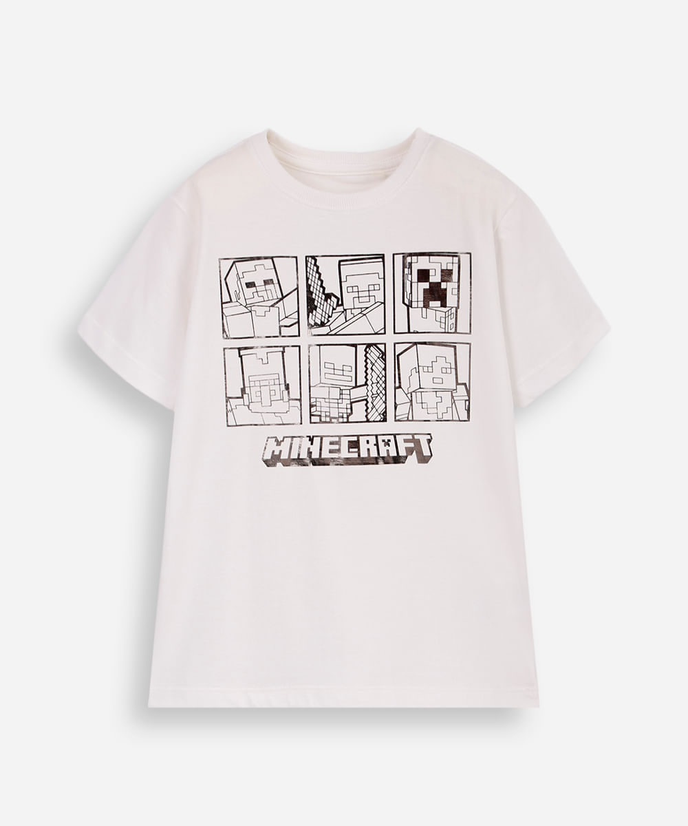 camiseta infantil minecraft off white