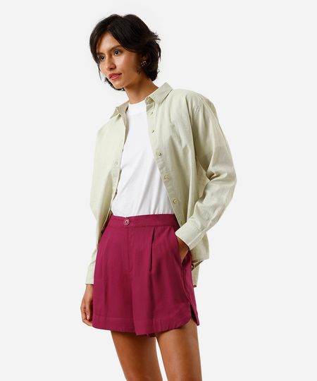 short feminino  de viscose com pregas e cós elástico vinho 34 short feminino  de viscose com pregas e cós elástico vinho 34