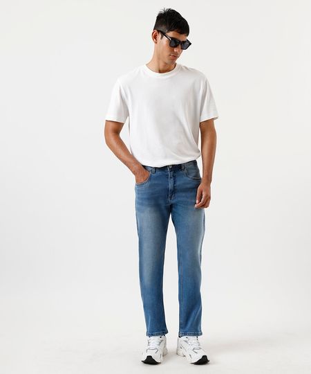 calça reta masculina jeans azul 42