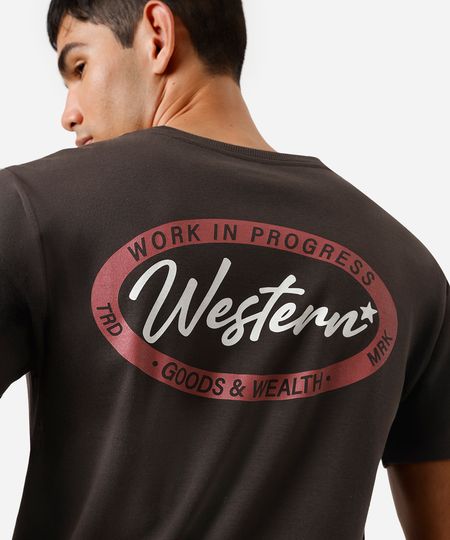 camiseta masculina fit western work in progress marrom M camiseta masculina fit western work in progress marrom M